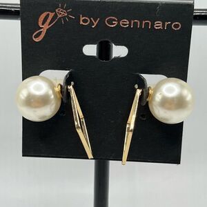 G by Gennaro Geometric Gold & Pearl Earrings $16ea / 3 for $25